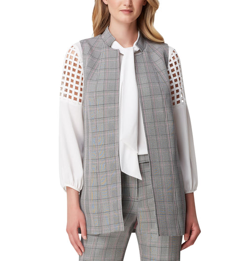 Petite Long Plaid Vest